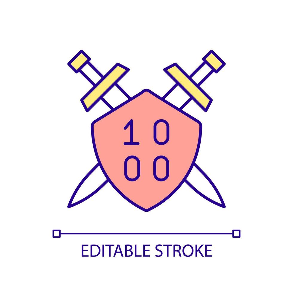 Digital security RGB color icon. Information protection. Internet safety. Computer technology. Isolated vector illustration. Simple filled line drawing. Editable stroke.