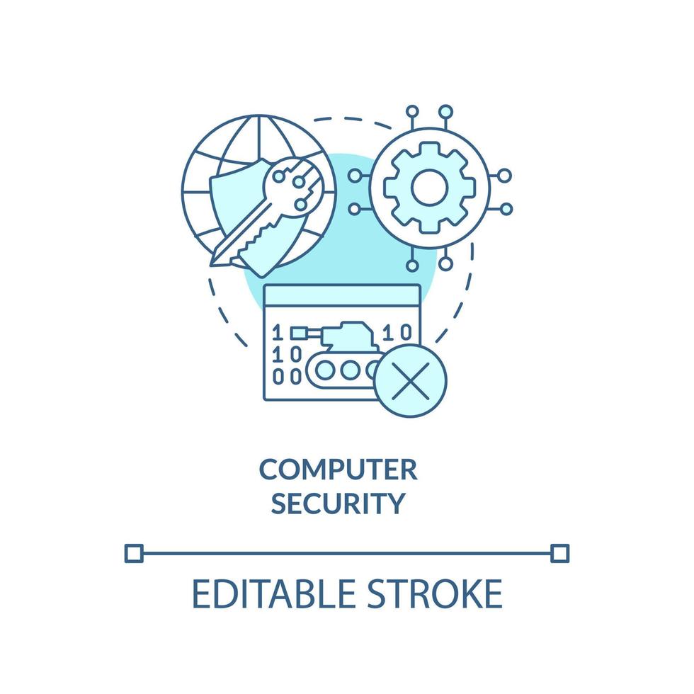 Computer security turquoise concept icon. Dimensions of national safety abstract idea thin line illustration. Isolated outline drawing. Editable stroke. vector