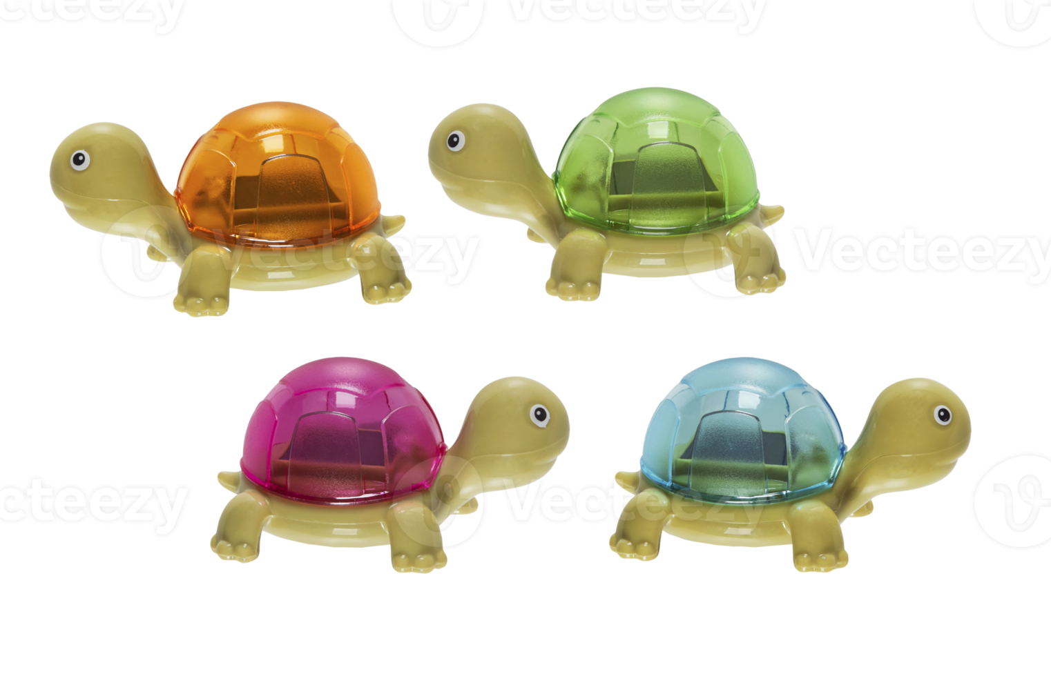 Plastic toy turtle isolated on white background cut out png