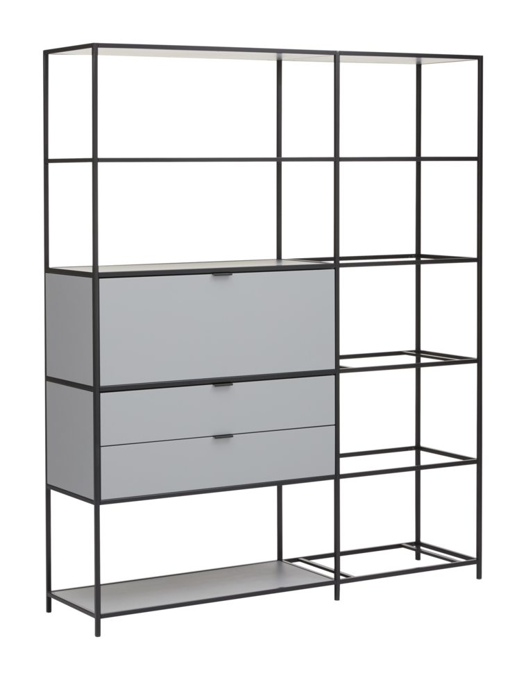 steel cabinet furniture Wooden with separate storage drawers on white background png