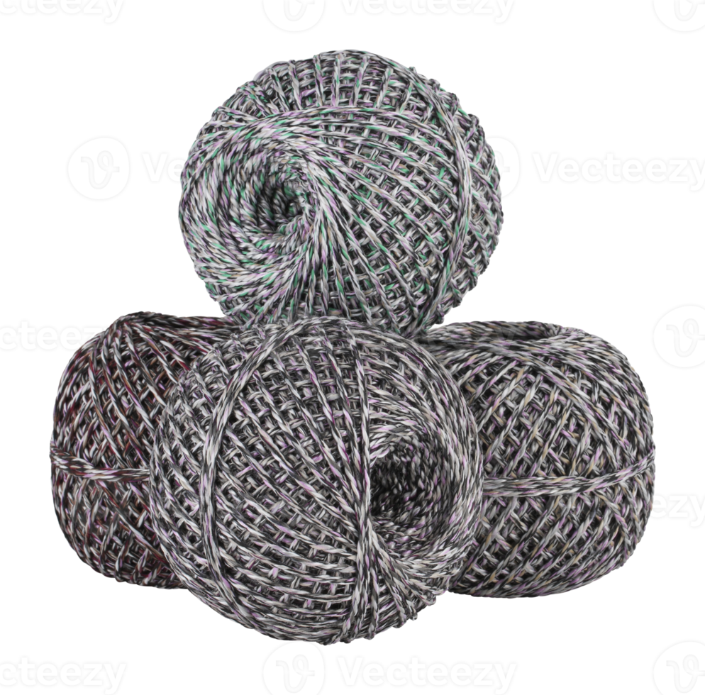 balls of woolen yarn for knitting isolated on white background with clipping path png