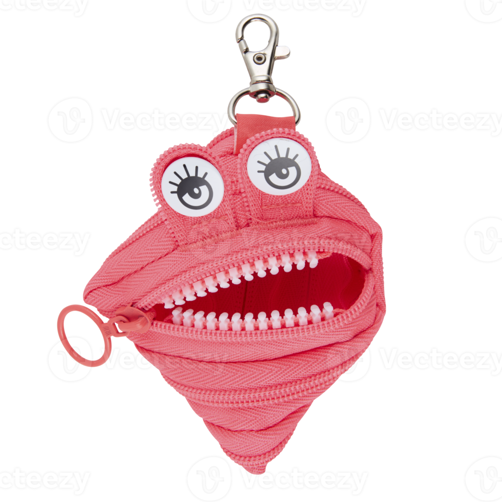 saco de pano, saco de monstro, carinha sorridente, veja dentes isolados no fundo branco com traçado de recorte png