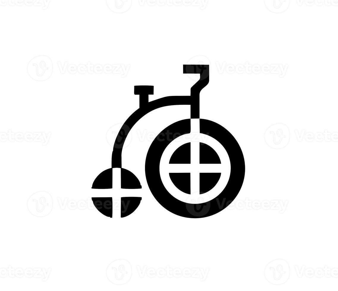 illustration of bicycle in black on white background, bicycle design on a white background photo