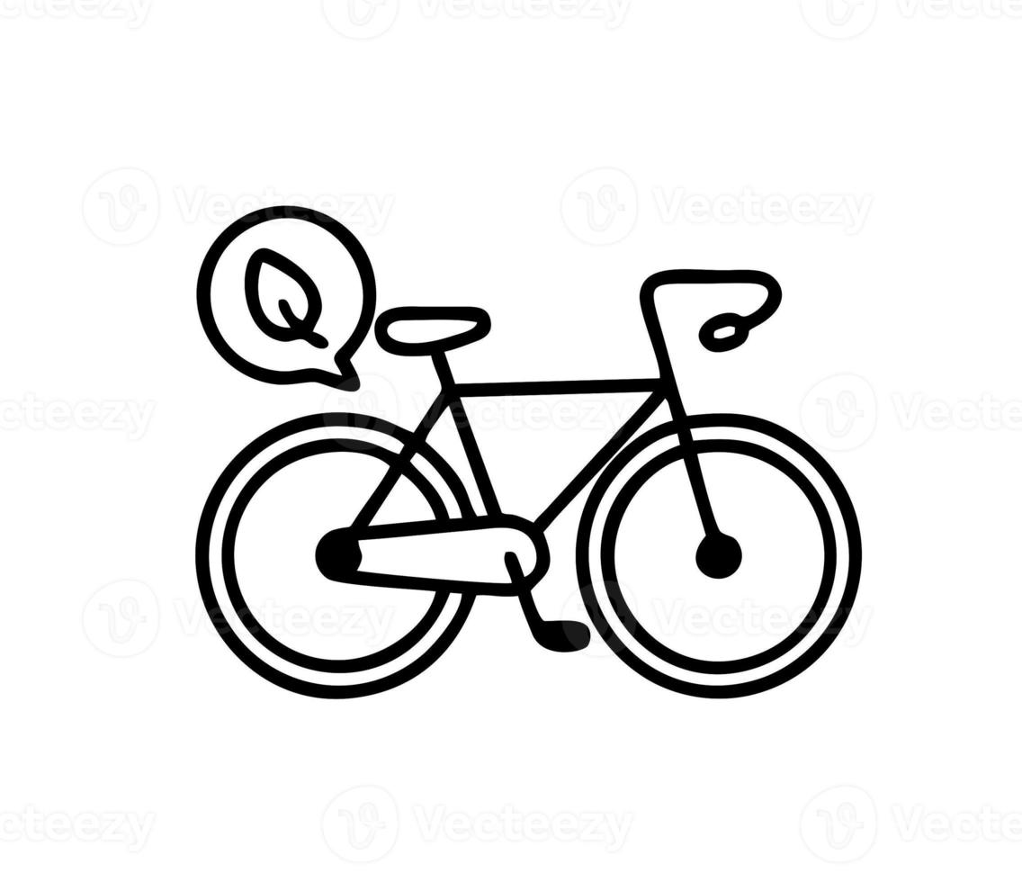 illustration of bicycle in black on white background, bicycle design on a white background photo