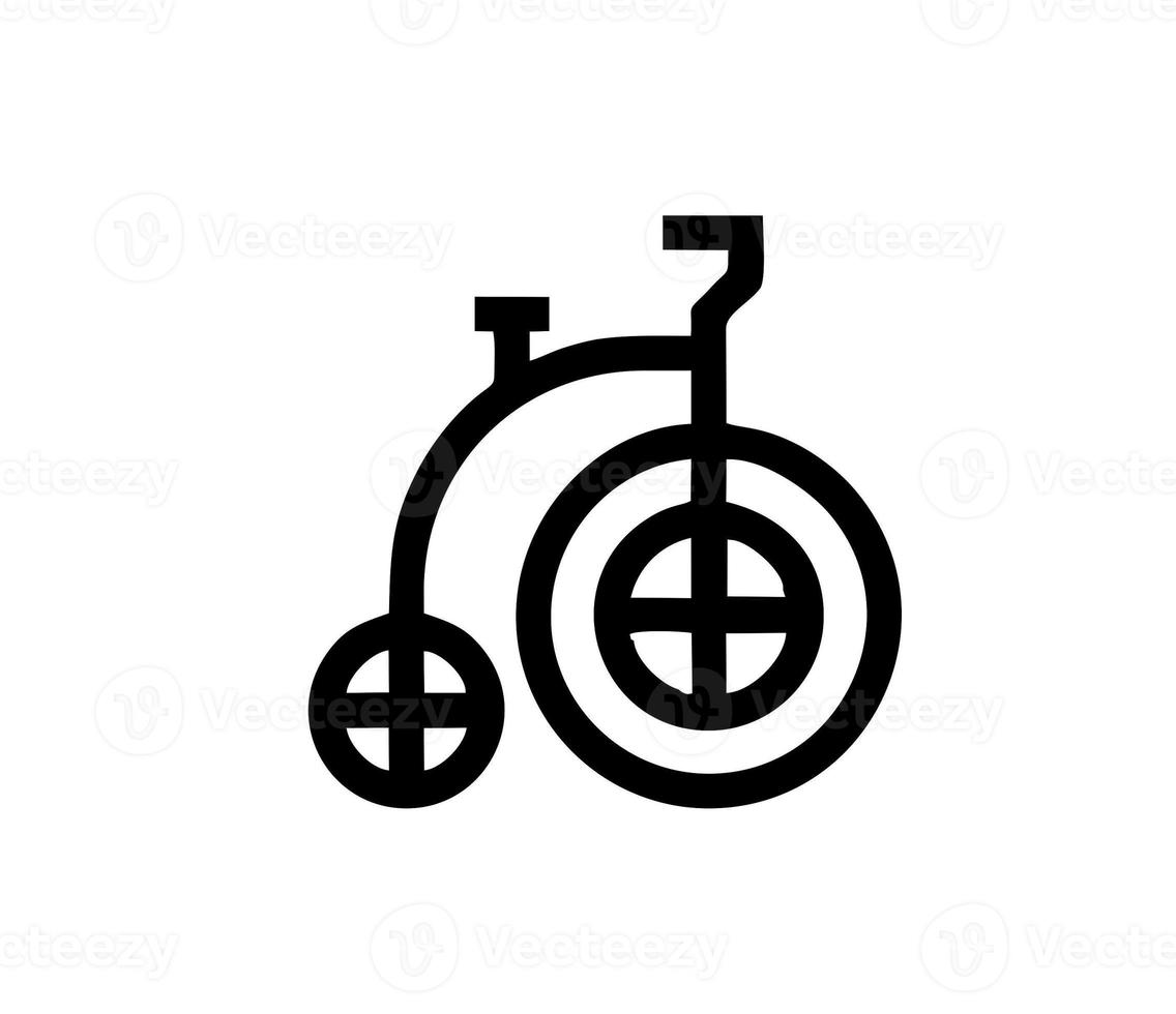 illustration of bicycle in black on white background, bicycle design on a white background photo