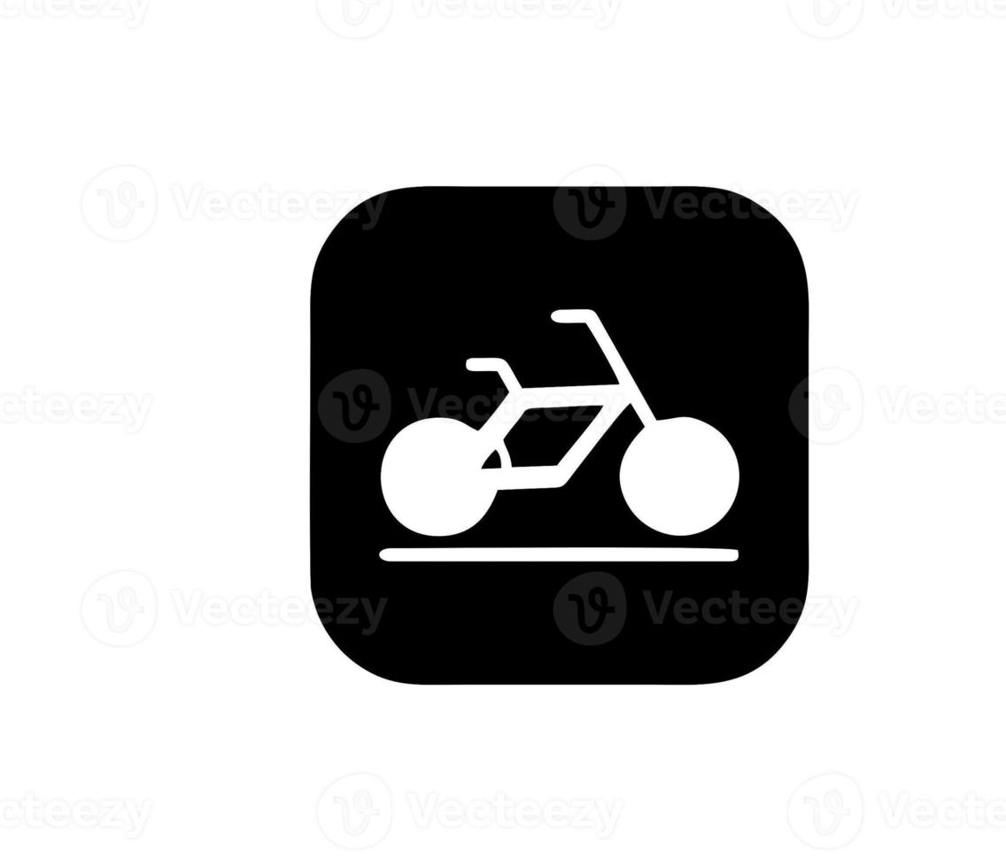 illustration of bicycle in black on white background, bicycle design on a white background photo