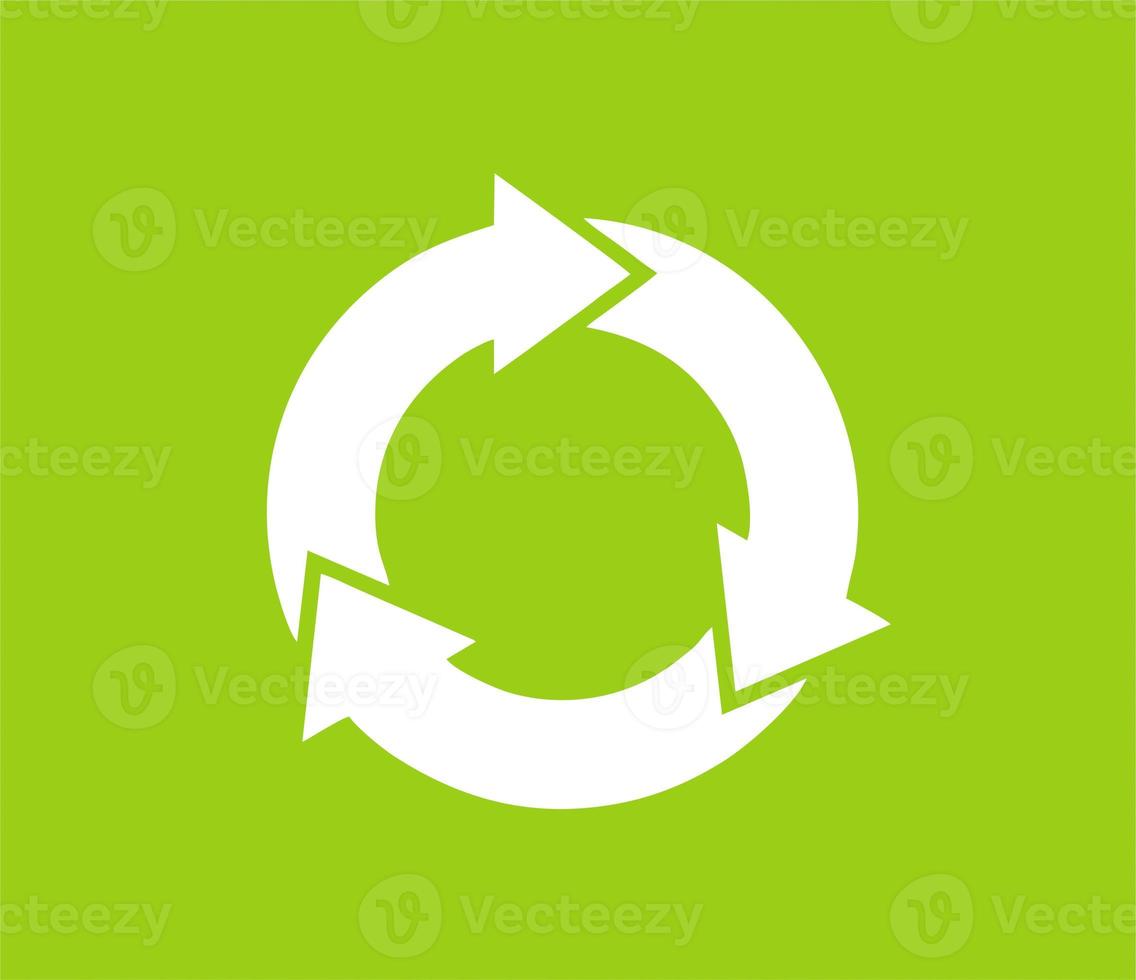 Trash icon. Recycle icon white silhouette. recycle symbol design on Vector illustration isolated on light green background photo
