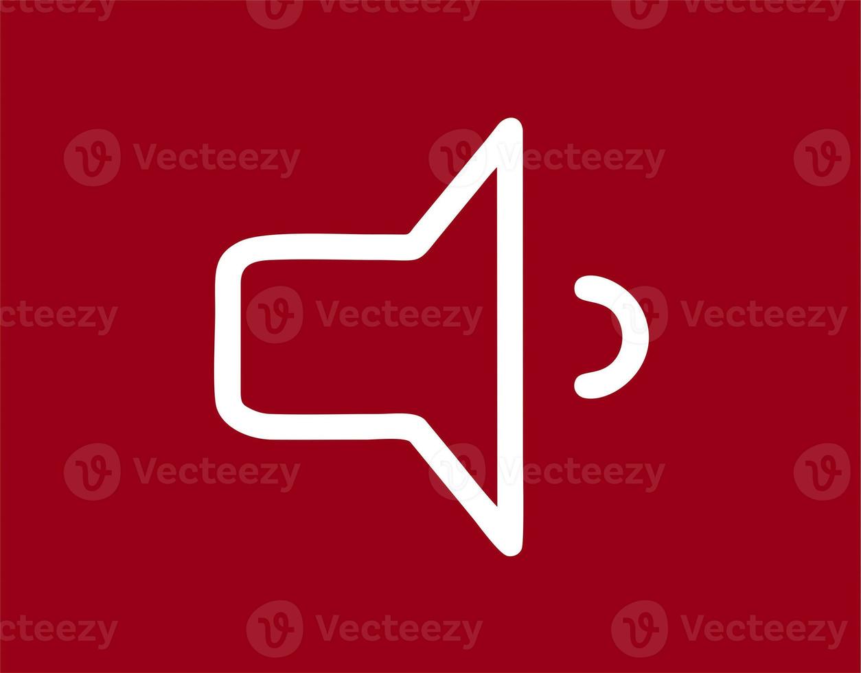 Illustration of a megaphone in white on a red background. simple megaphone design image. simple megaphone icon photo