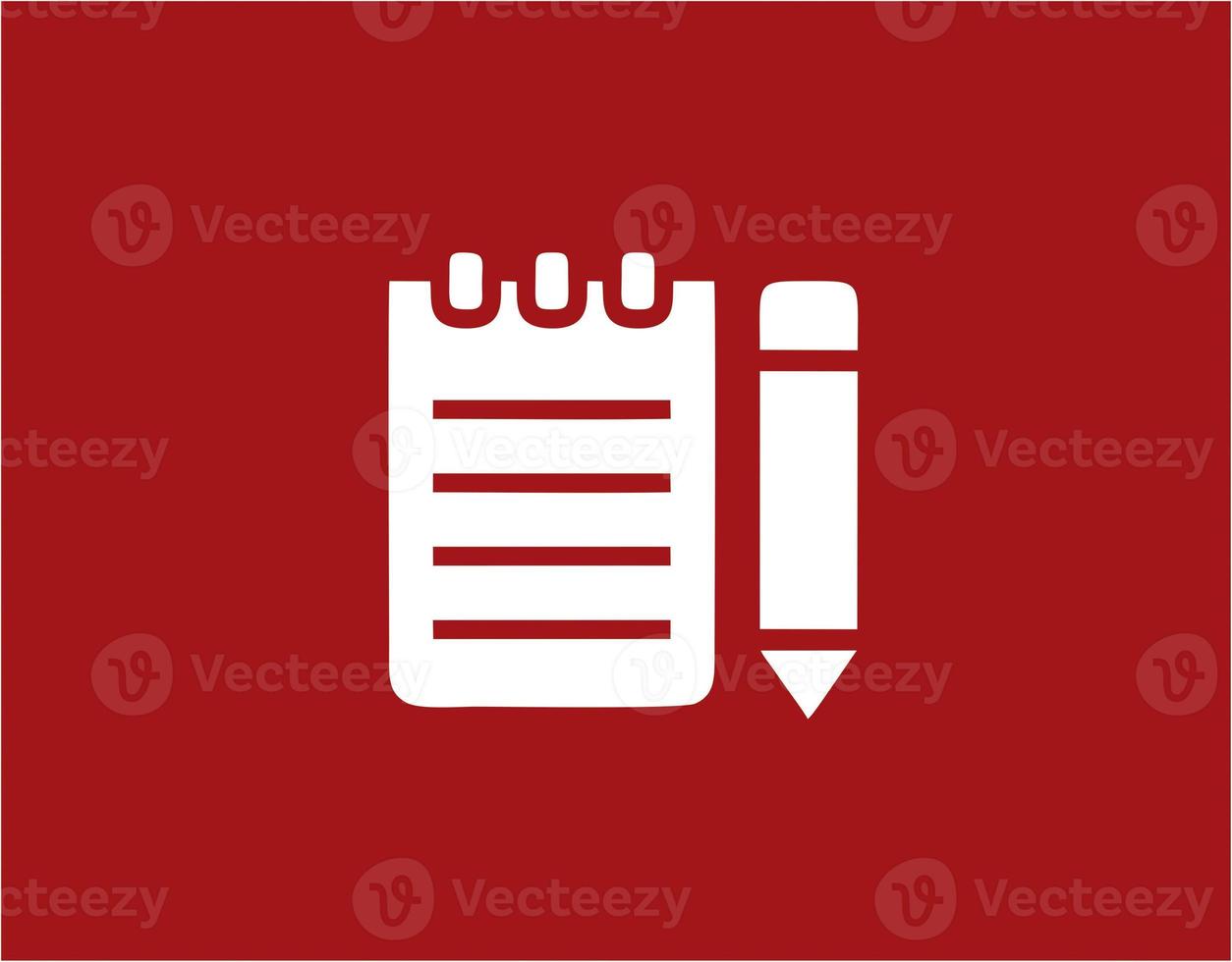 pencil icon in red image, illustration of pencil in white on red background, a pen design on a red background photo