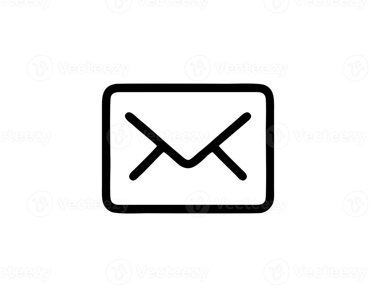 envelope icon in white vector image, illustration of envelope in black on a white background, a message design on a white background photo