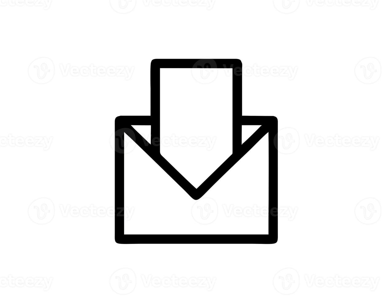 envelope icon in white vector image, illustration of envelope in black on a white background, a message design on a white background photo