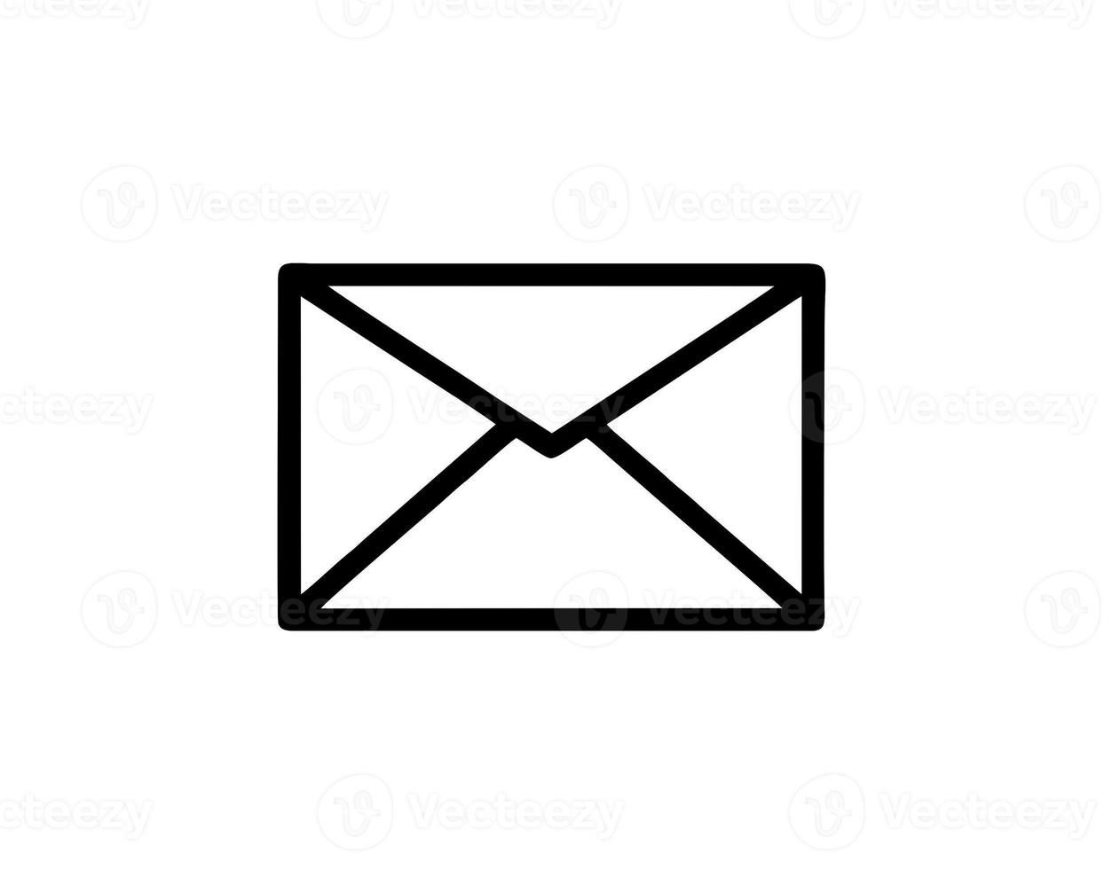 envelope icon in white vector image, illustration of envelope in black on a white background, a message design on a white background photo