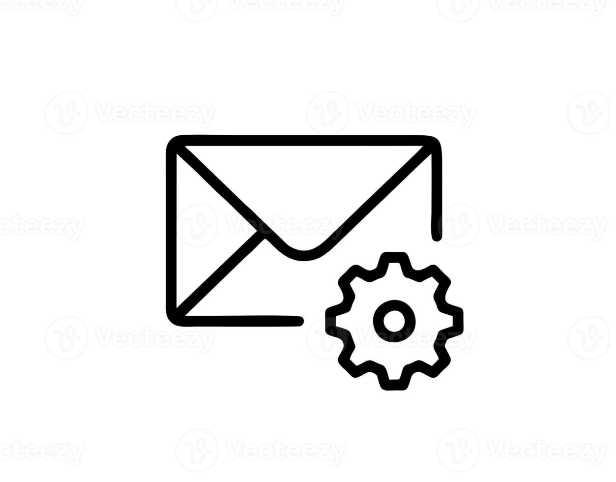 envelope icon in white vector image, illustration of envelope in black on a white background, a message design on a white background photo
