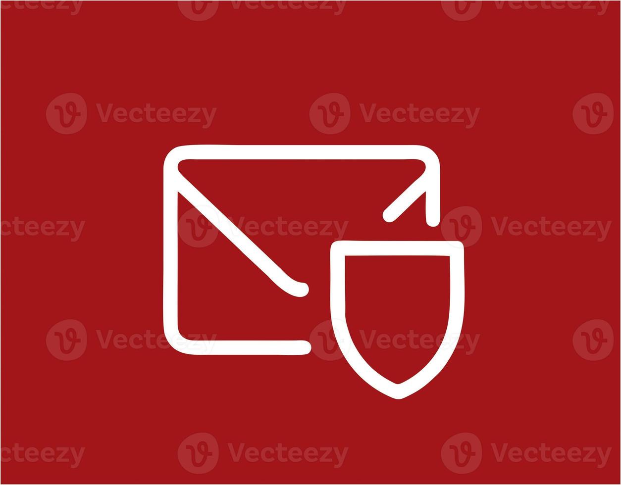 envelope icon in red vector image, illustration of envelope in white on a red background, a message design on a red background photo