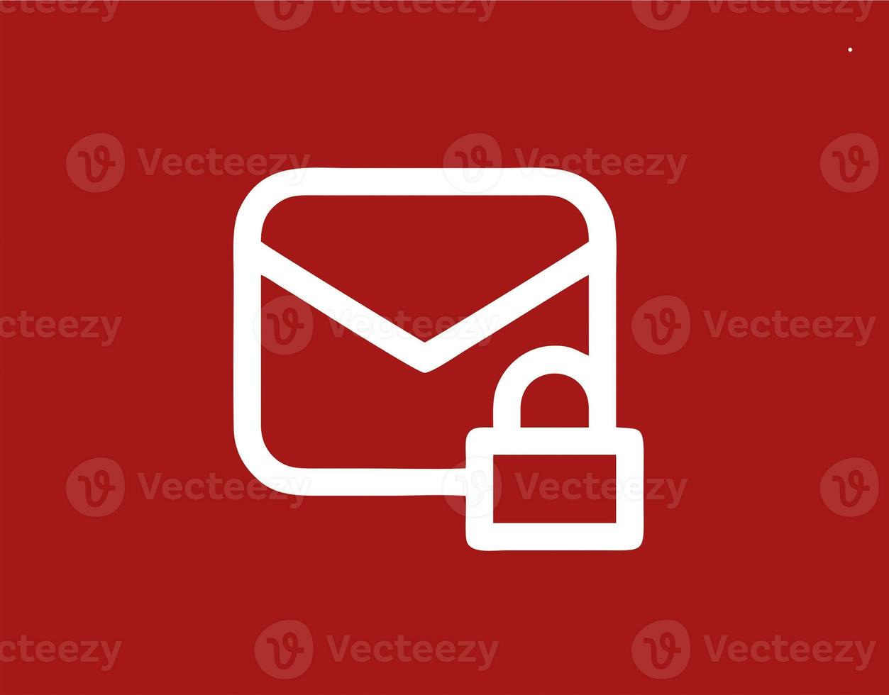 envelope icon in red vector image, illustration of envelope in white on a red background, a message design on a red background photo