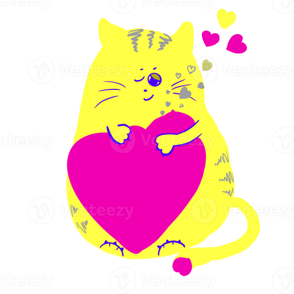 cat with a heart png