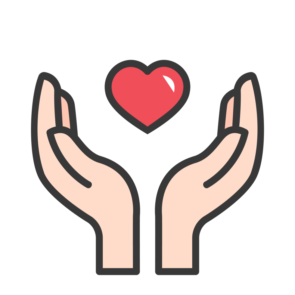 doneren en liefdadigheid egale kleur pictogram png. helpende hand. liefde png