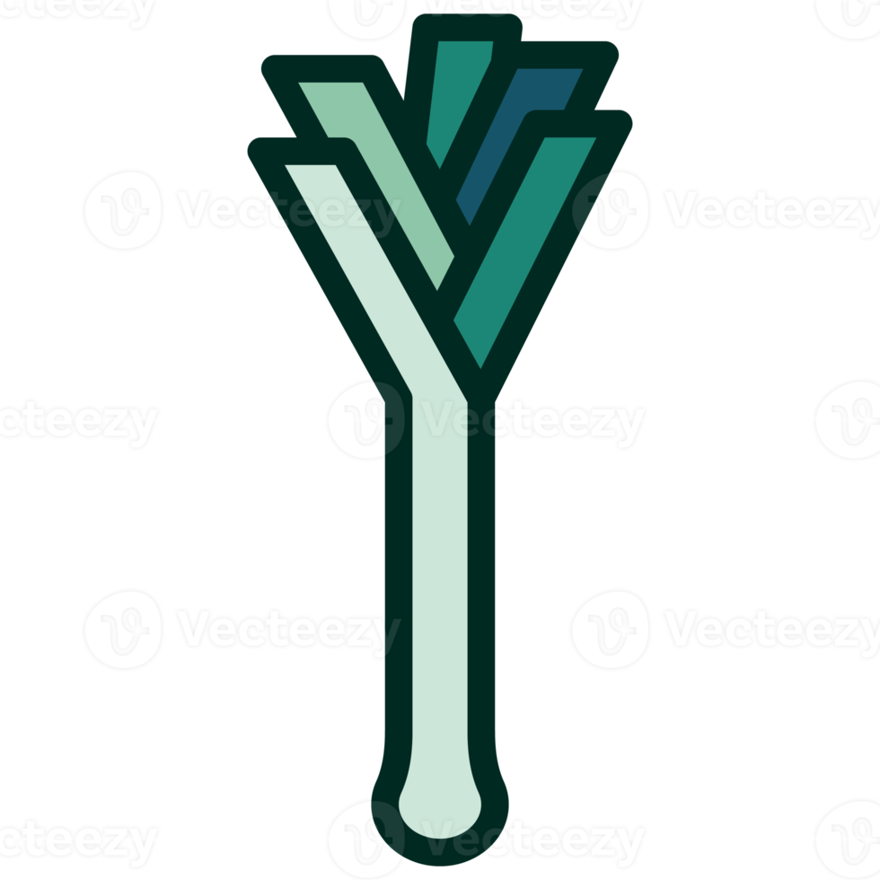 Leek flat green color. vegetable sign for web design. png