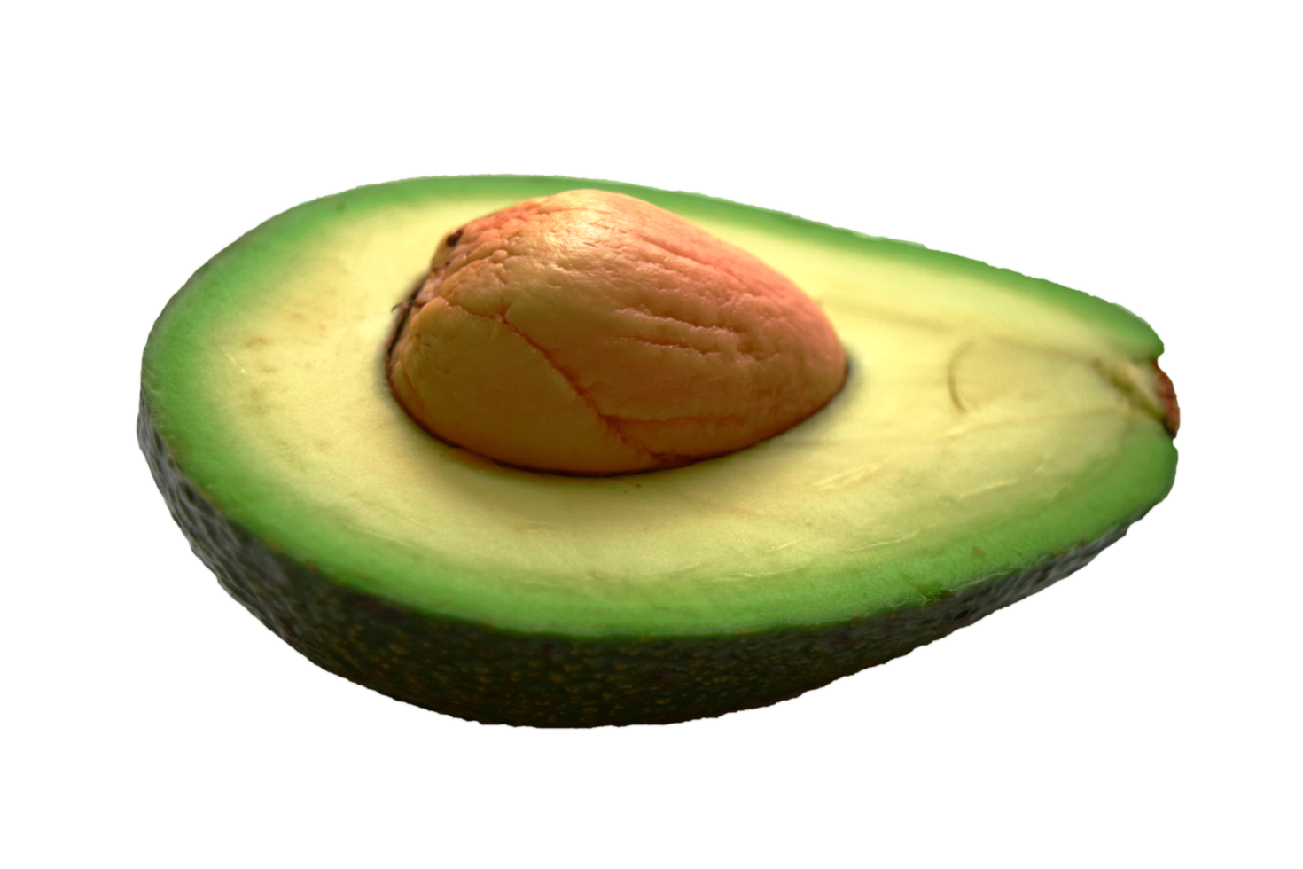 een halve avocado op een transparante achtergrond png