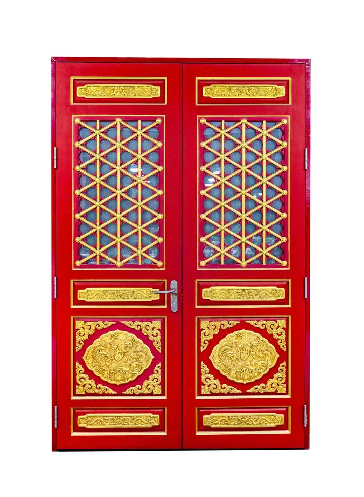 red wooden door of chinese style isolated on white background,clipping path photo