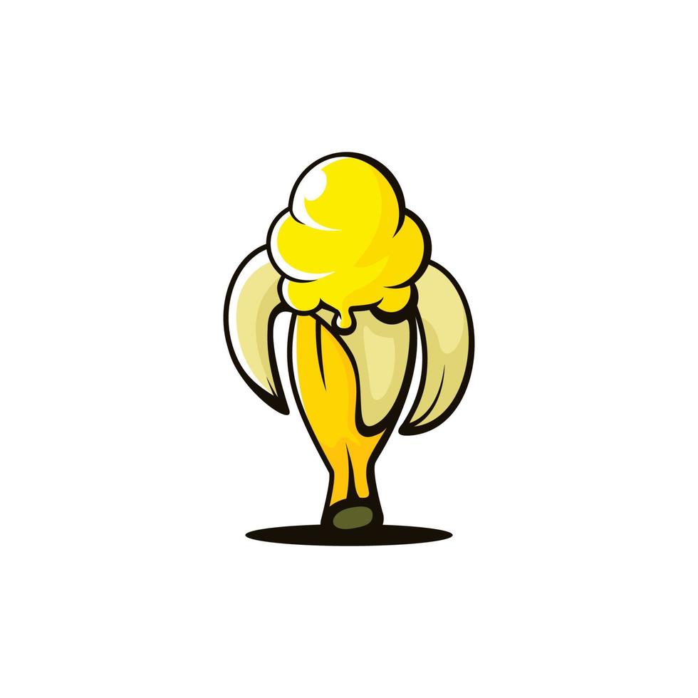 cute banana ice cream illustration vector