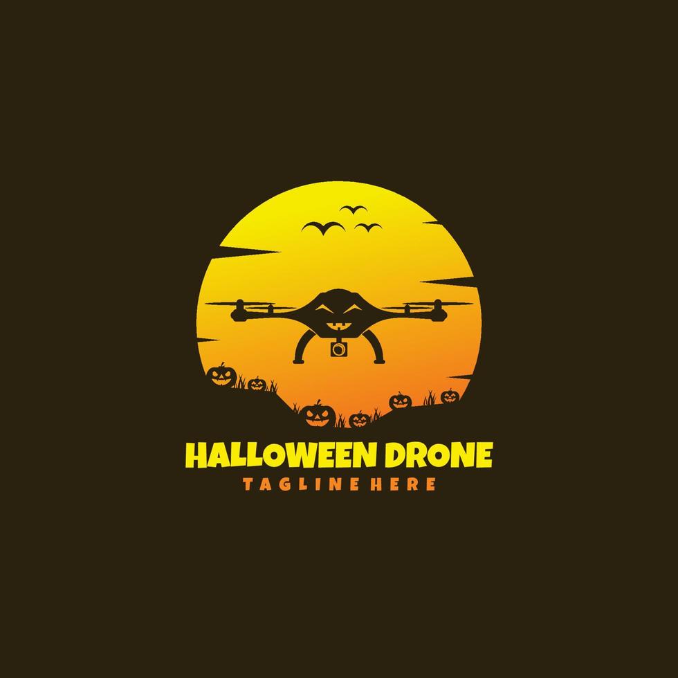 ilustración de arte de logotipo de drone de halloween vector