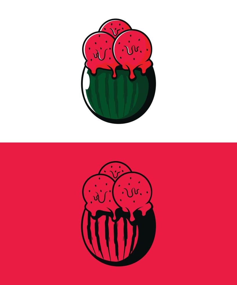 cute watermelon ice cream vector