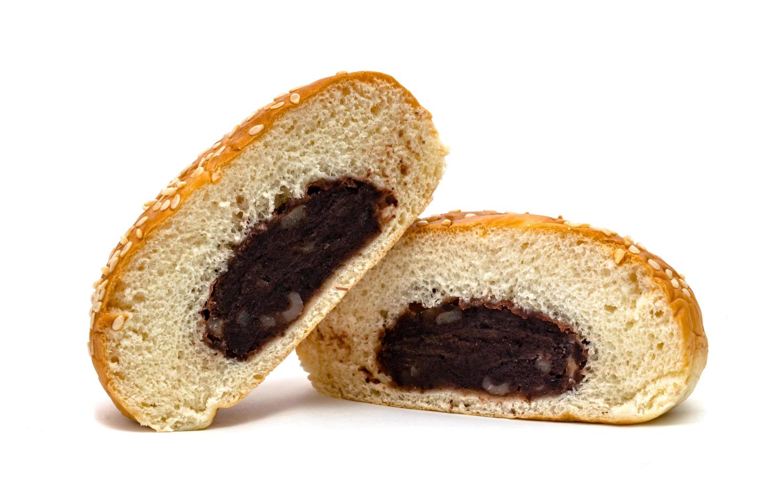 Red Bean Paste Bread isolated on white background photo