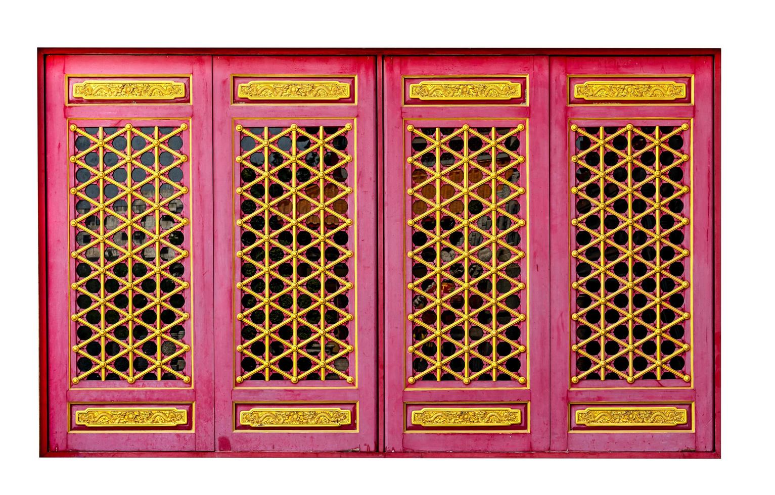 red wooden window of chinese style isolated on white background,clipping path photo