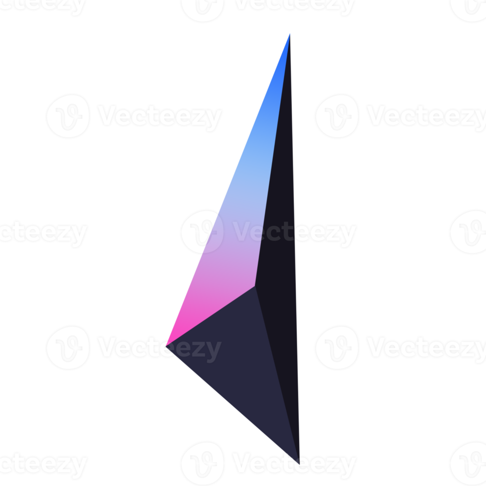 triângulo ilustração gradiente de forma 3d na cor da moda. as formas coloridas. elemento criativo em estilo contemporâneo. png