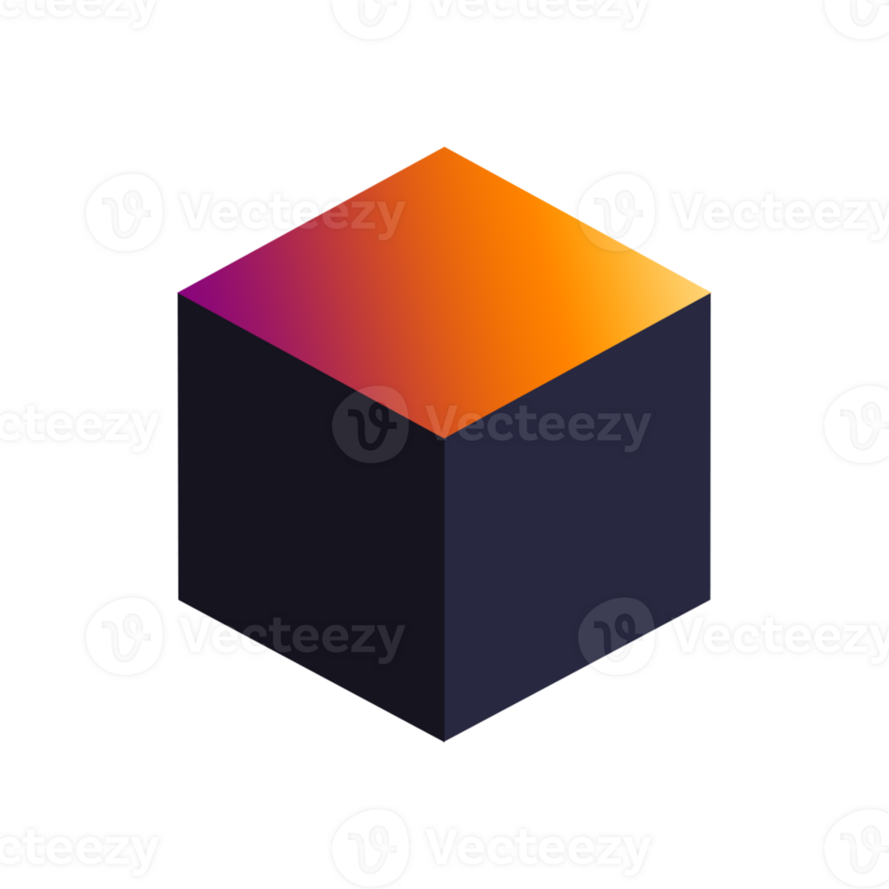 cube 3d shape gradient illustration in trendy color. the colorful shapes. creative element in contemporary style. png