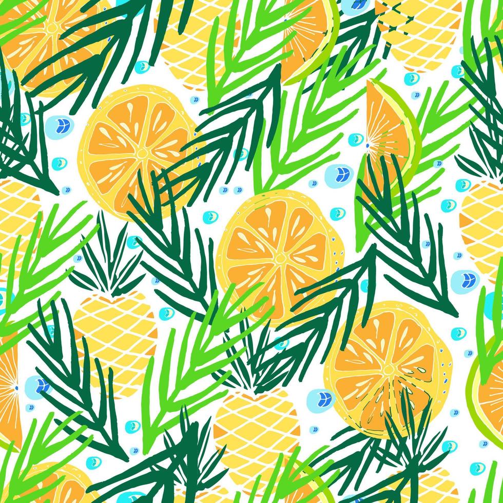 Hand drawn vector pattern. Summer vacation. Tropical seamless background for baby textile, surface, home interior, cover, fabric, wallpapers, print, gift wrap, cards.