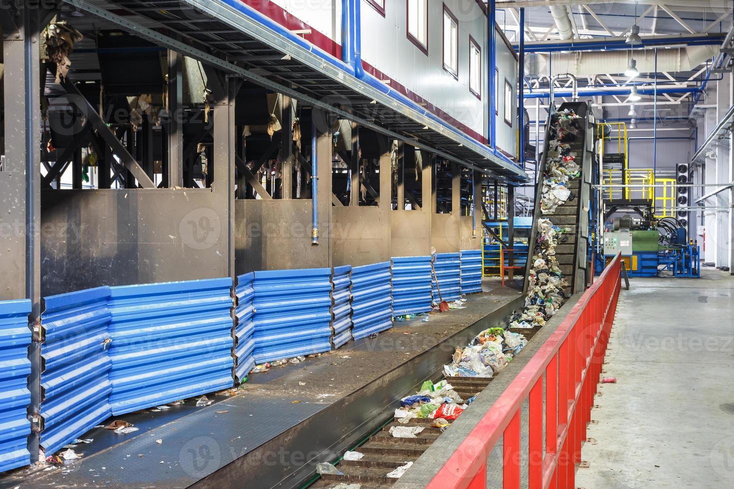 Modern waste recycling processing plant. Separate garbage collection. Recycling and storage of waste for further disposal. photo