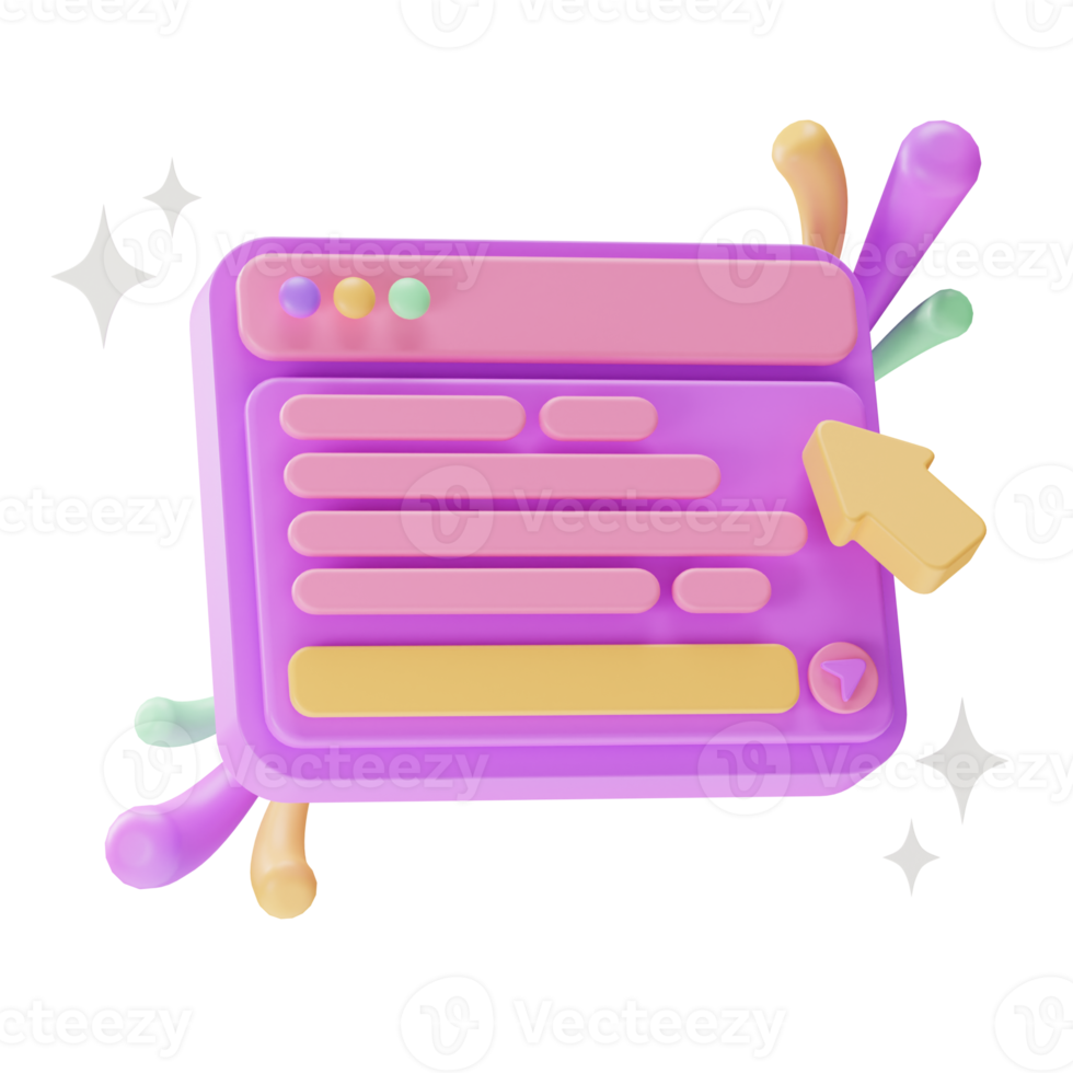 ícone de objetos da interface do usuário, enviar mensagem, ilustração 3d png