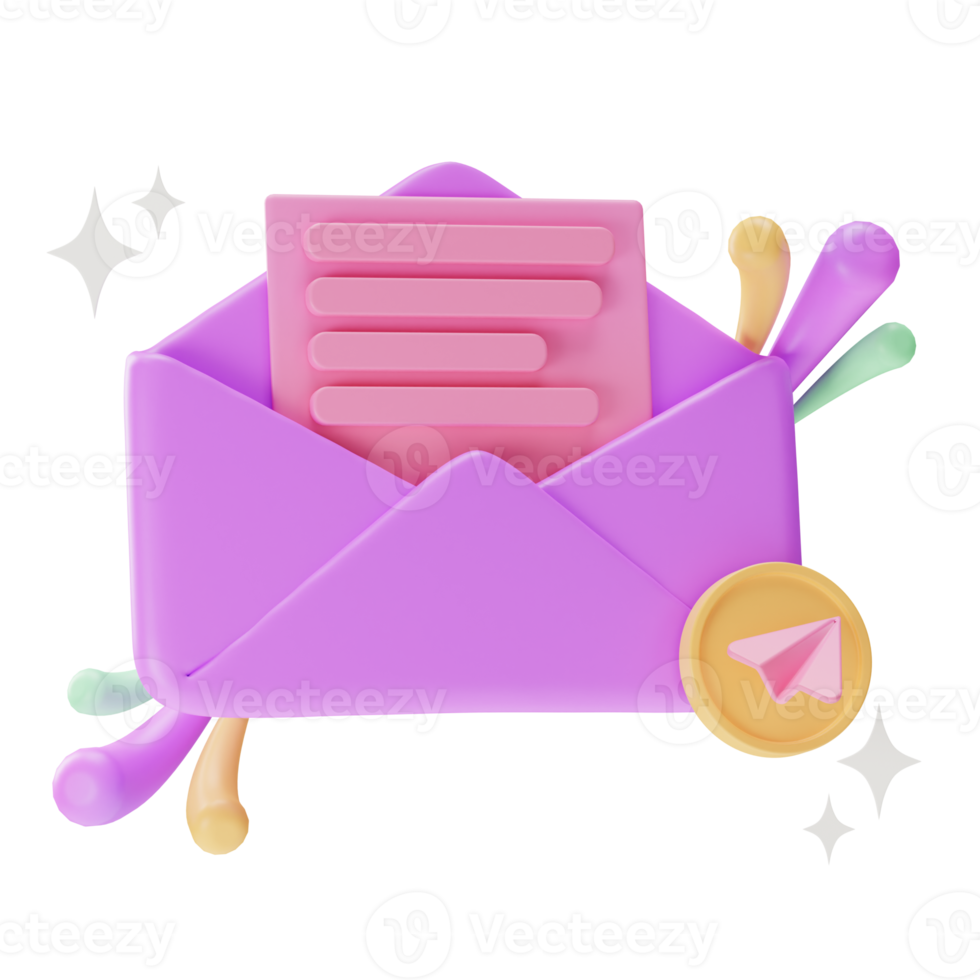 icono de la interfaz de usuario del objeto, enviar correo electrónico, ilustración 3d png