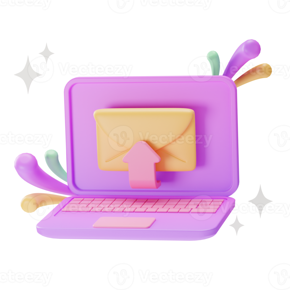 elemento de objeto ui, enviar e-mail, ilustração 3d png