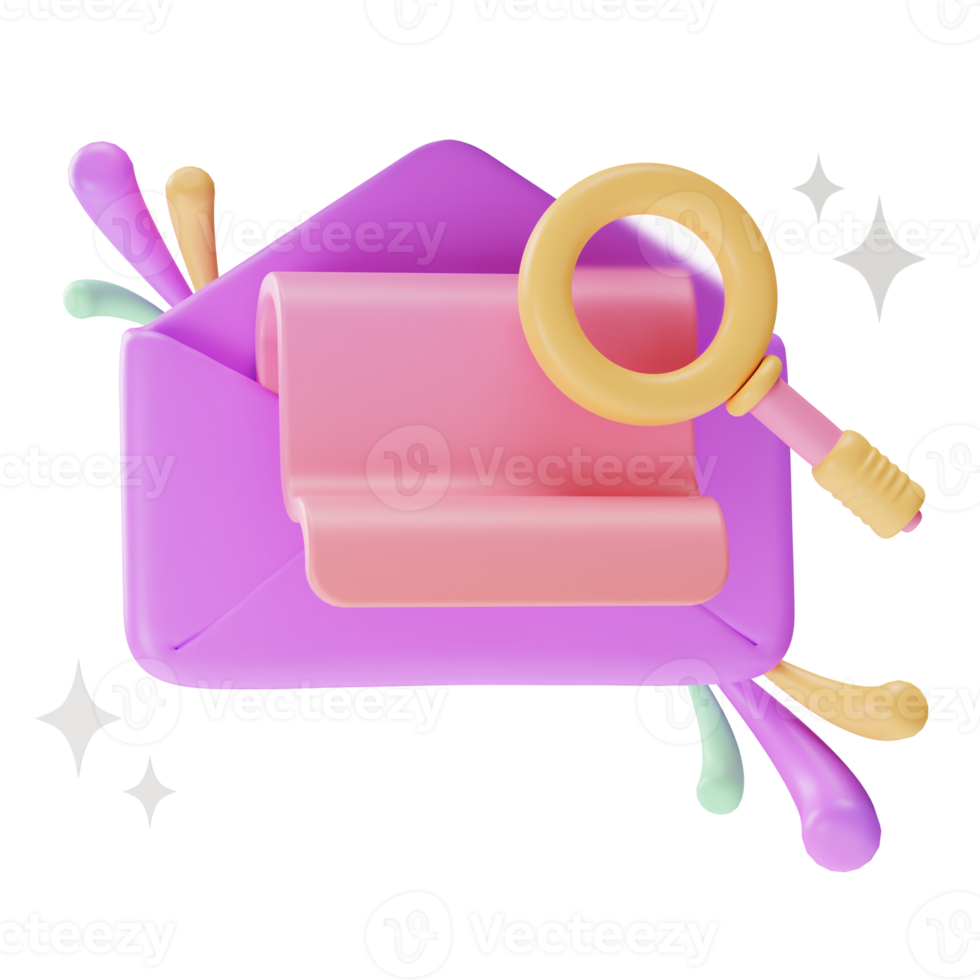 elemento de objeto ui, correio de pesquisa, ilustração 3d png