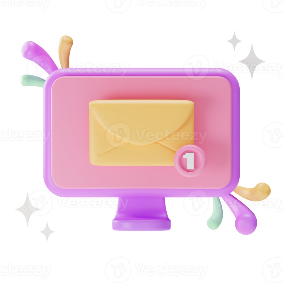 Object Element UI, New mail notification, 3d illustration png