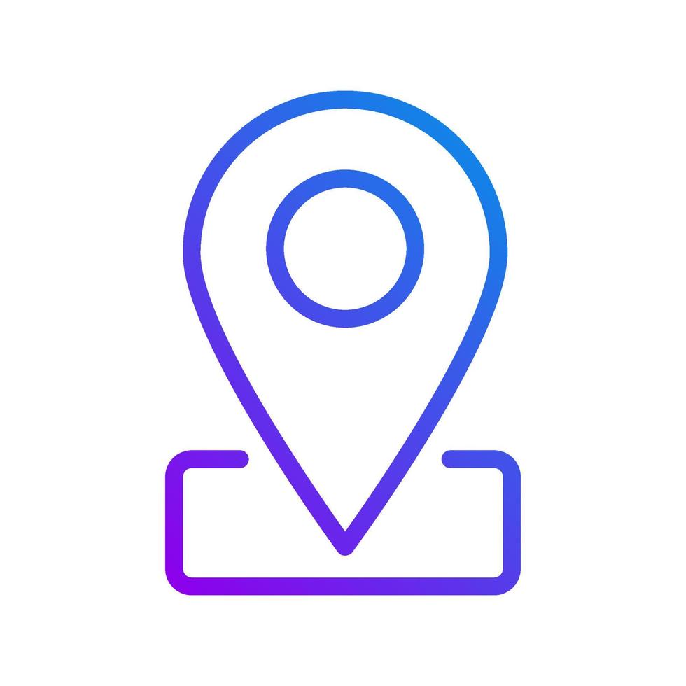 Location mark pixel perfect gradient linear vector icon. Navigation app. Point on map. Business