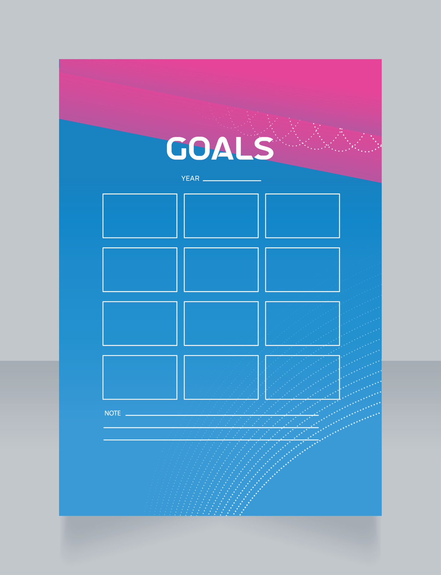 Goals for year worksheet design template. Printable goal setting sheet