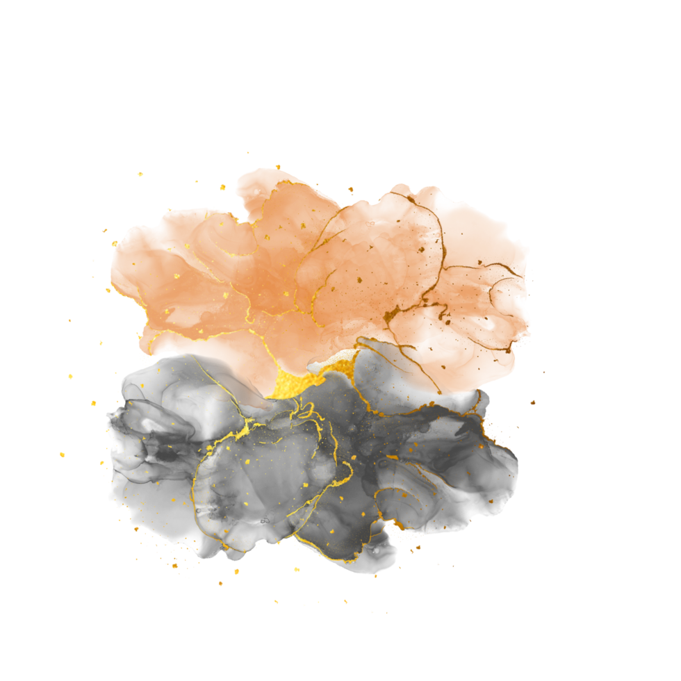 pintura de arte fluida abstrata de luxo natural na técnica de tinta de álcool. papel de parede terno e sonhador. mistura de cores criando ondas transparentes e redemoinhos dourados. para cartazes, outros materiais impressos png