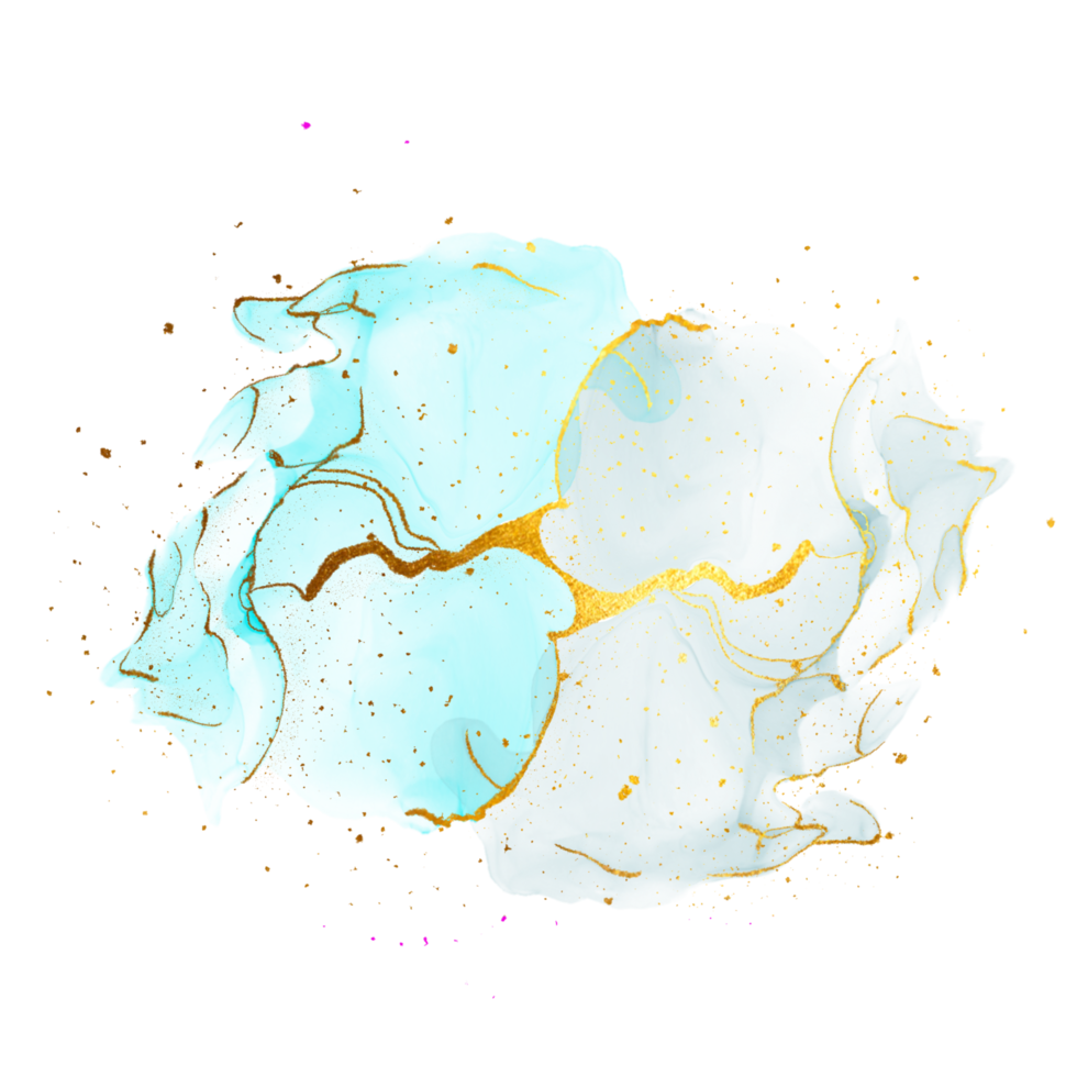 pittura di arte fluida astratta di lusso naturale nella tecnica dell'inchiostro dell'alcool. carta da parati tenera e sognante. miscela di colori creando onde trasparenti e volute dorate. per poster, altri materiali stampati png