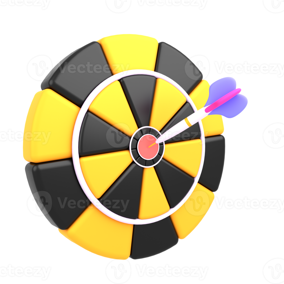 3d icon dart board with arrow for business target png