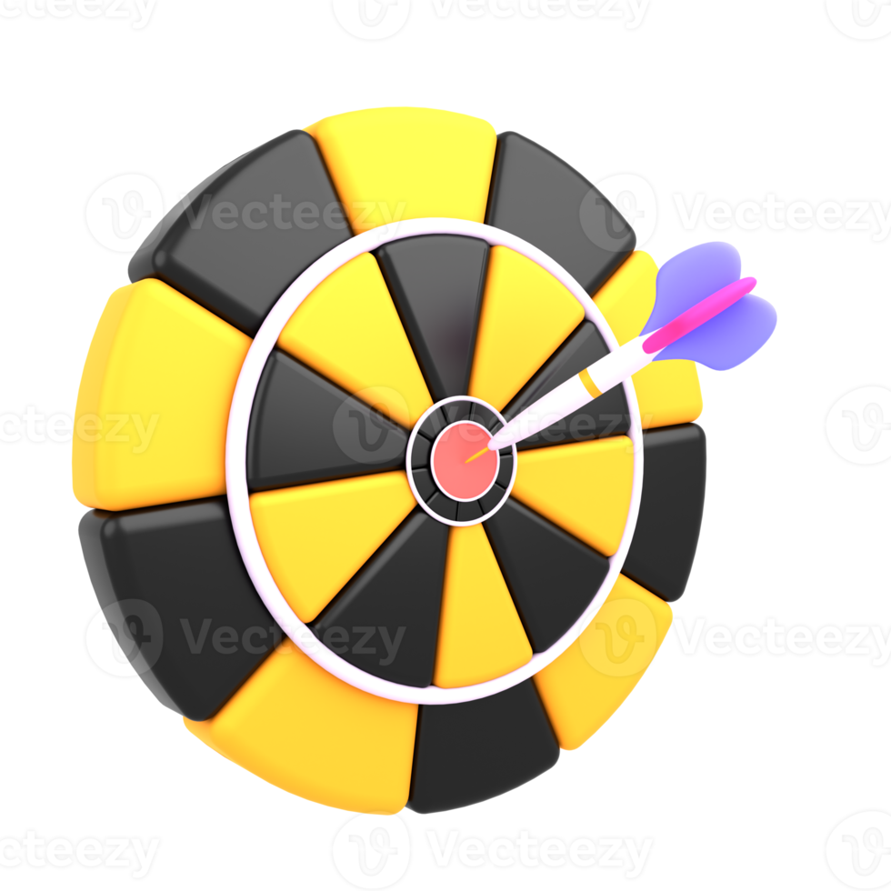 Bersaglio per freccette icona 3D con freccia per obiettivo aziendale png