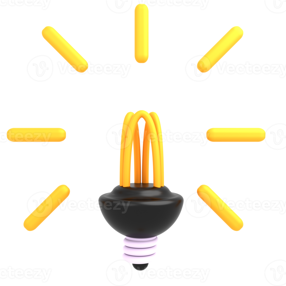 3d illustration idea with light bulb icons png