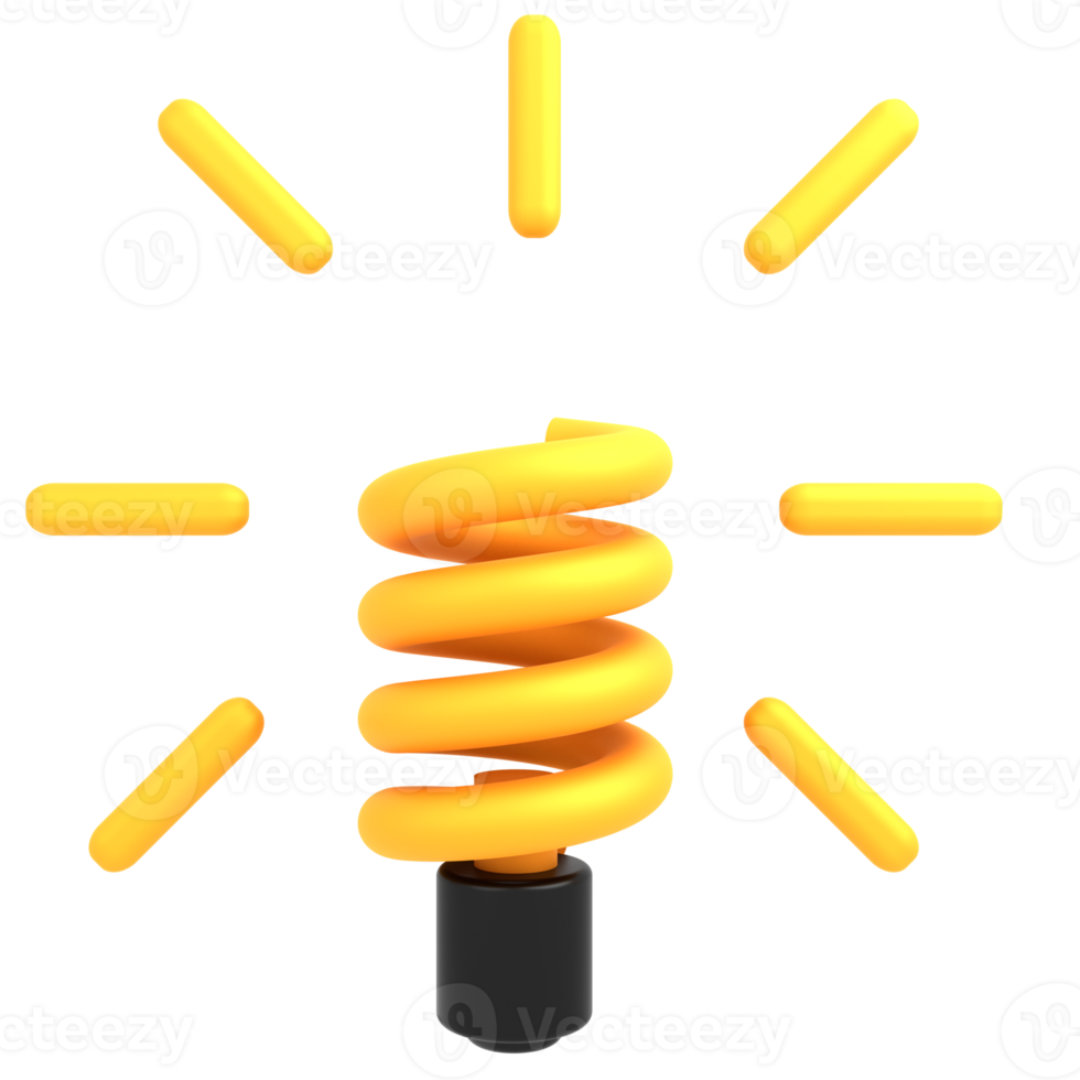 3d illustration idea with light bulb icons png