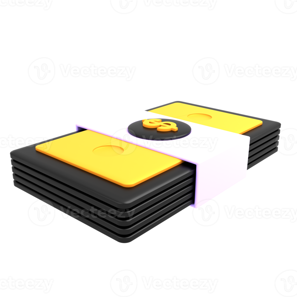 3d icon paper dollar money stack pack png