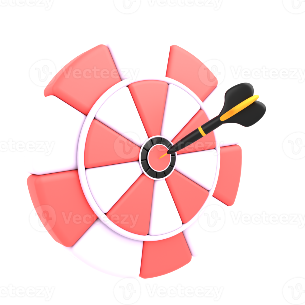 3D bullseye med en pilikon png