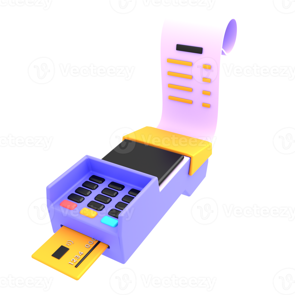 3d render ilustración pos terminal para pago de facturas png