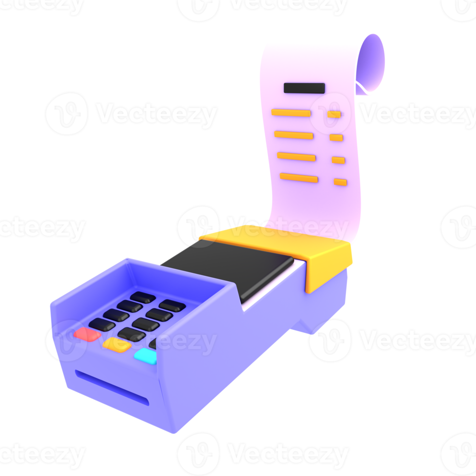 3d render ilustración pos terminal para pago de facturas png